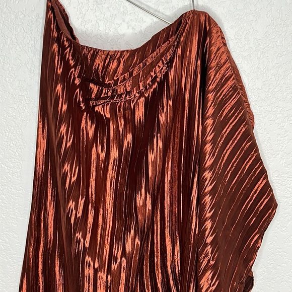 NWT ❤️GUAPA ❤️GORGEOUS❤️ANTHROPOLOGY ❤️One-Shoulder Midi Dress 14P Copper - Picture 8 of 14